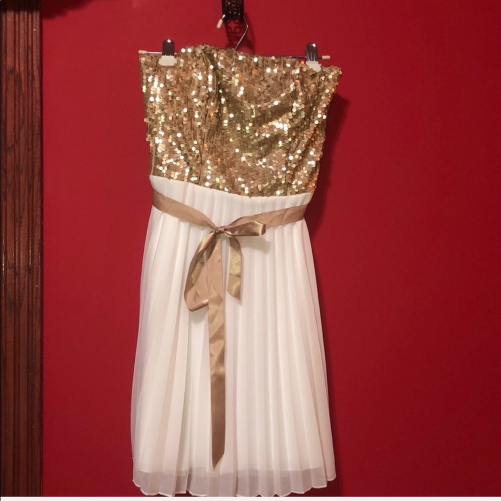 Speechless gold and white sequin dress